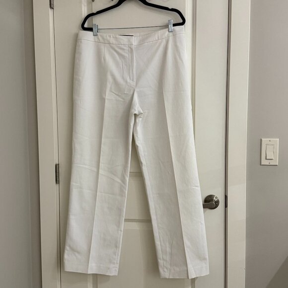 Kasper Flat Front Lined Trousers Pants White Size 14 - Picture 3 of 9